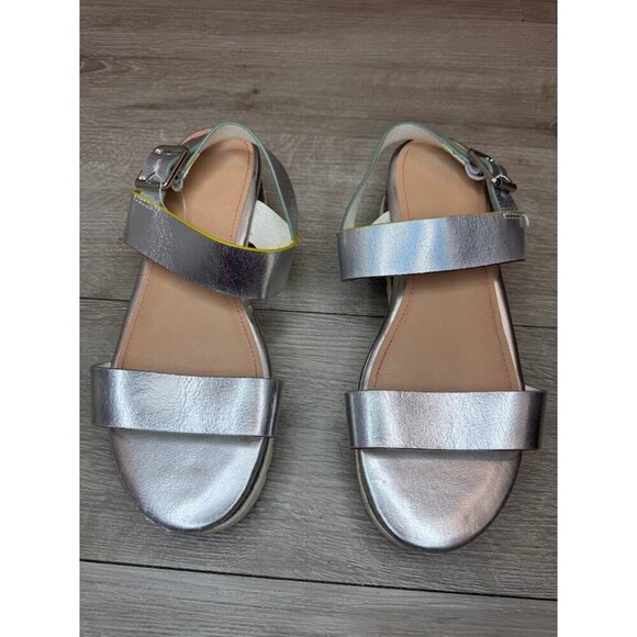 Wonder Nation Other - Metallic Silver Platform Sandals Rainbow Glitter Wedge Girls Size 5